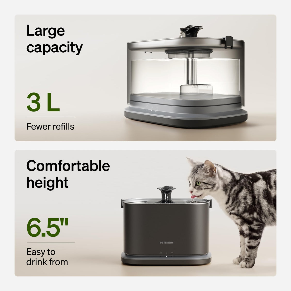 PETLIBRO Upgrade Cat Water Fountain Stainless Steel Tray, Dockstream 2 Cat Fountain Indoor, 3L/101oz Auto Cat Fountains for Drinking, App Monitoring Pet Water Fountain Dog, 5G WiFi Cat Water Dispenser